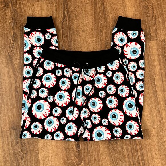 NEW Mishka NYC All Over Print Keep Watch Sweat Joggers Streetwear Eyeballs Sz M - Picture 2 of 11
